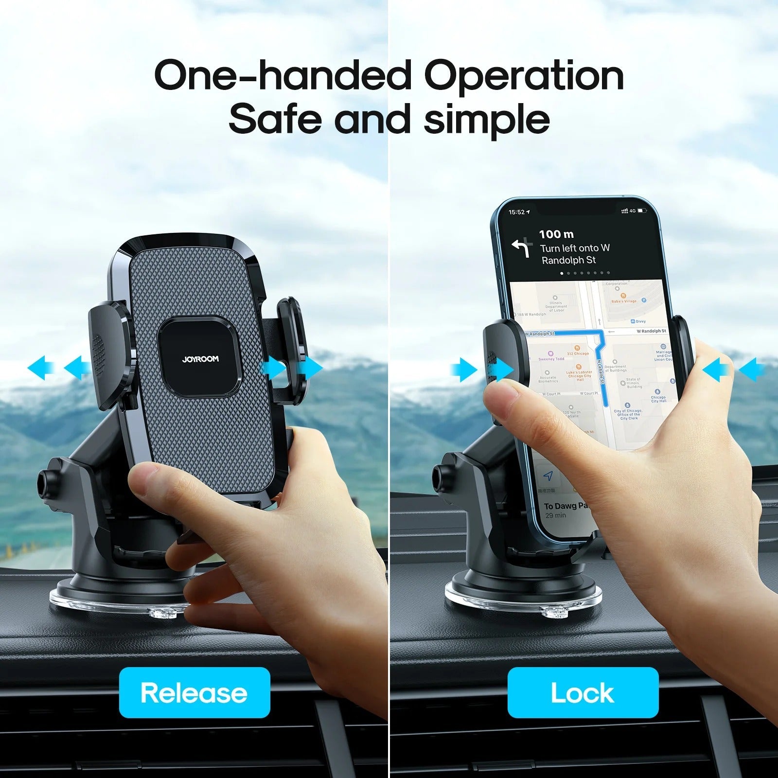 Joyroom-ZS259 Mechanical Car holder( Long arm sucker）-Black