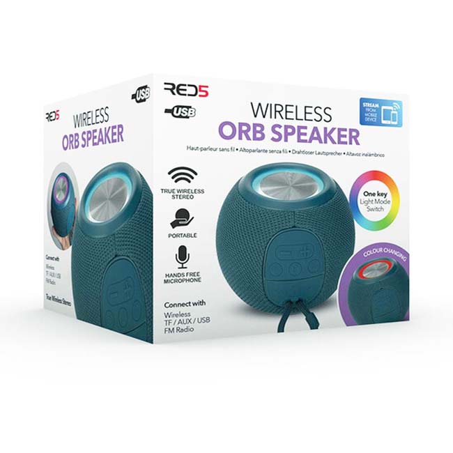 THE SOURCE ORB SPEAKER BLUE WITH RGB LIGHTING